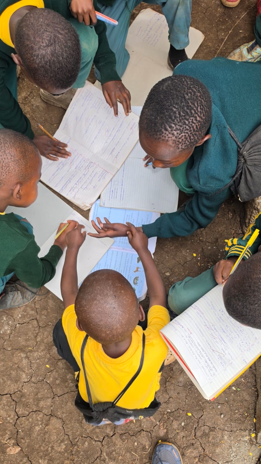 Children studying conservation materials